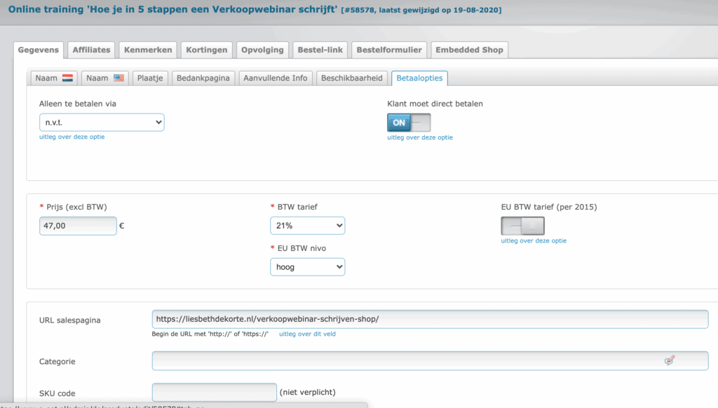 Shoppingcart Autorespond review en ervaring betaalopties